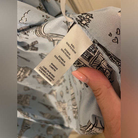 Karl Lagerfeld Paris Blue Printed Whimsical Long Sleeve Button Down - Picture 8 of 8